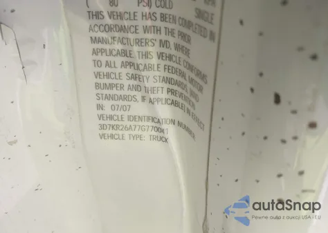 2007 Dodge Ram 2500 St from USA, damaged, VIN 3D7KR26A77G770041